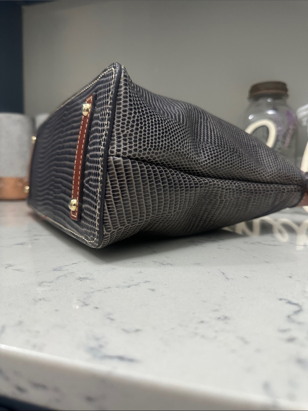 Dooney & Bourke Gray Lizard-Embossed Hobo Bag - Picture 8 of 14